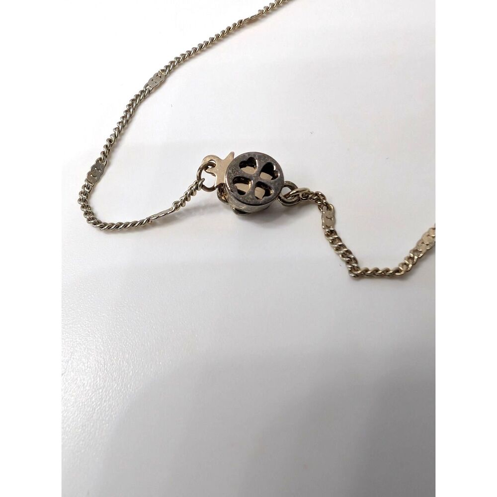 Vintage Delicate Gold & Rhinestone Crystal Bow Necklace - Picture 8 of 9